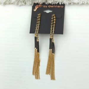 4" long Dangle Earrings Gold Black by Gennaro
